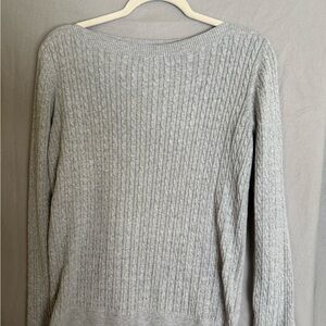 Tommy Hilfiger Light Gray V-Neck Sweater câble initial 100% pima Cotton